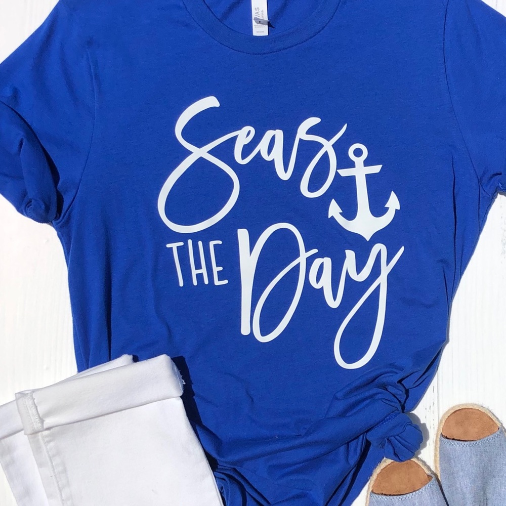 Seas the Day unisex graphic tee, made to order